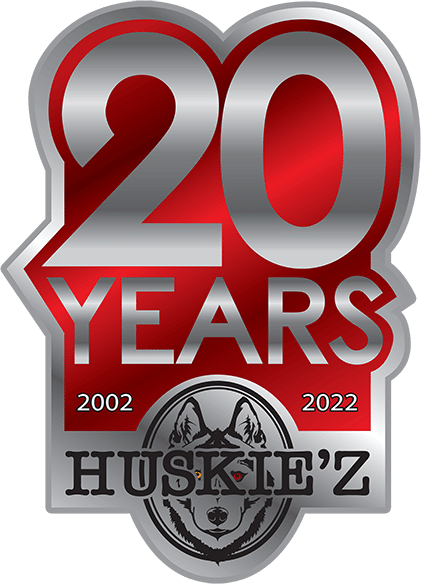 20 Years in Business badge for Huskie'z Landscaping