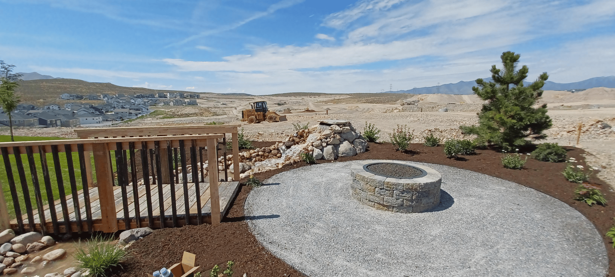 image Fire pit installed in a home's back yard