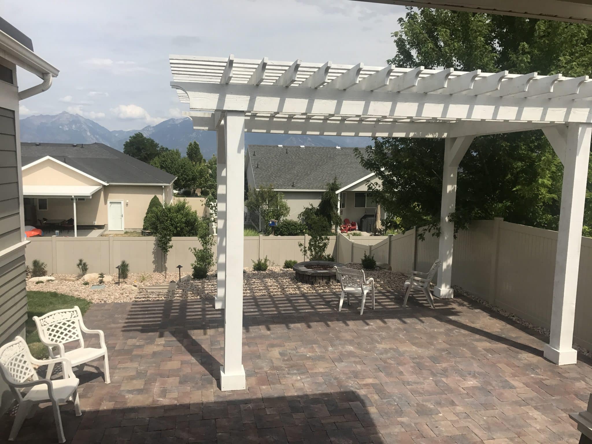 White Pergola 2017 Pergola almost finished in a home's backyard