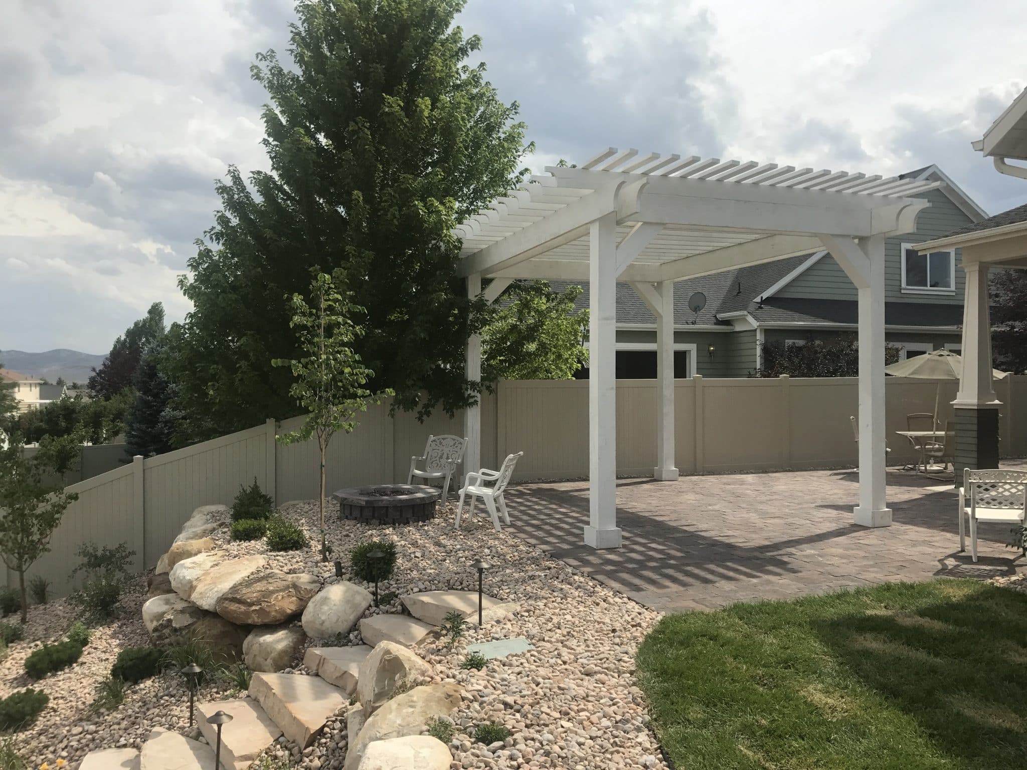 White Pergola(3) Landscaping with a pergola added