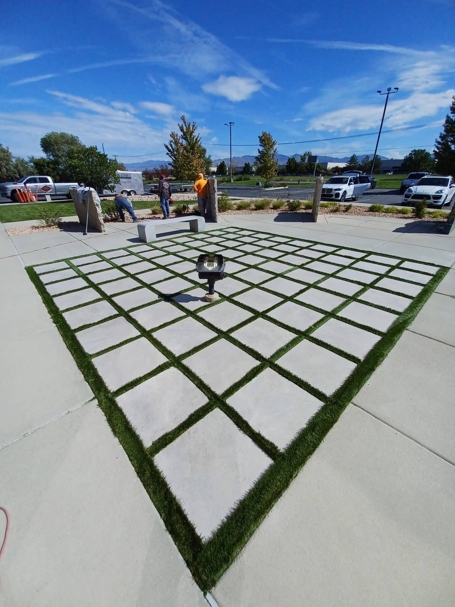 20230920_113352 Custom concrete walkway with grass between slabs
