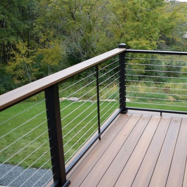STAINLESS WIRE RAILING Stainless railing on a new deck built by Huskie'z Landscaping.