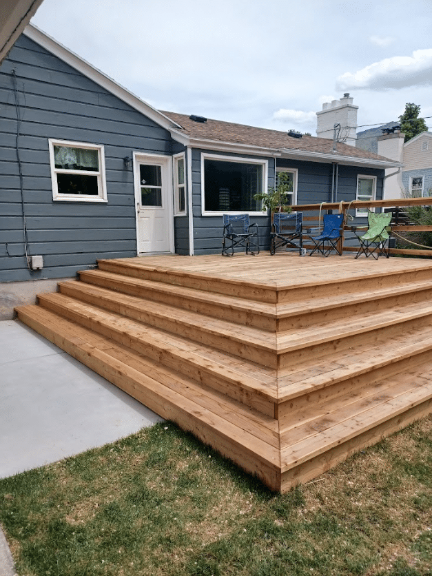 Screen Shot 2024-09-18 at 12.35.10 PM Wood deck installed in the back yard of a Salt Lake City home.