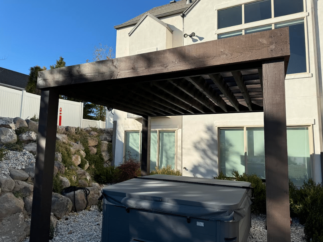 Pergola 009 Wooden pergola installed at a residential home.