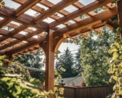 Pergola in the backyard of a home