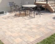 Paver patio in a backyard